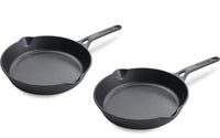 Prestige Pre-Seasoned Pre-Seasoned Cast Iron Cookware Set - 20Cm & 24Cm Frypan | Black - PR49082