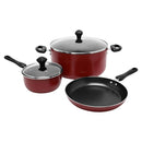 Prestige Cast Aluminium Cookware Sets of 7 Piece | Non Stick Aluminium| Casserole | Saucepan | Fry Pan- PR22353-Red