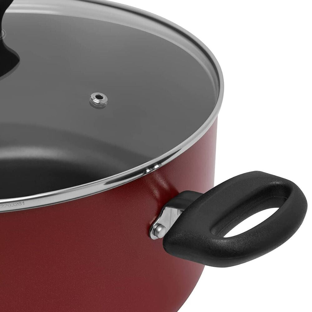 Prestige Cast Aluminium Cookware Sets of 7 Piece | Non Stick Aluminium| Casserole | Saucepan | Fry Pan- PR22353-Red