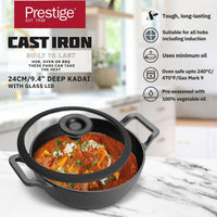Prestige Cast Iron Pre-Seasoned Kadai 24 CM | PR48895