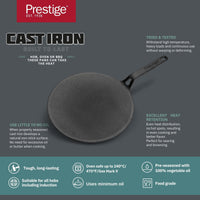 Prestige Cast Iron Pre-Seasoned Curved Tawa 28 cm | PR48884