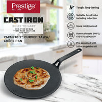 Prestige Cast Iron Pre-Seasoned Curved Tawa 28 cm | PR48884