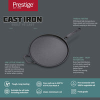 Prestige Cast Iron Pre-Seasoned Flat Tawa 28 cm | PR48885