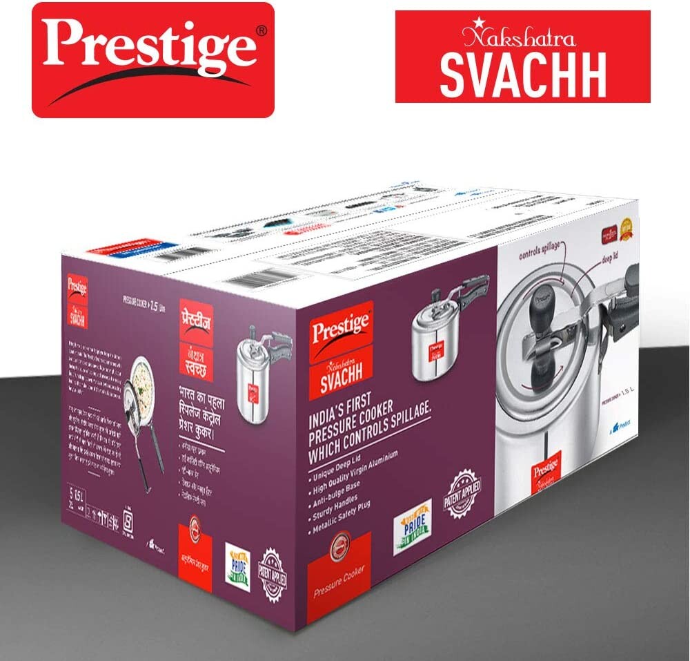 Prestige Naksh Svachh Polished Aluminium Cooker 1.5 Litre | MPN10738