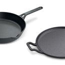 Prestige Pre-Seasoned Pre-Seasoned Cast Iron Cookware Set - 28cm Flat Dosa Tawa + 26cm Fry Pan | Black - PR49081