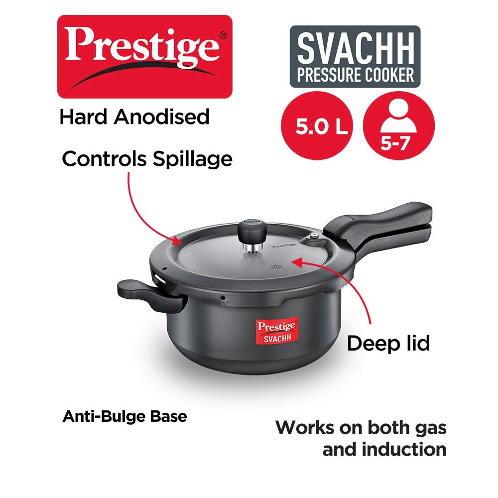 Prestige Svachh Hard-Anodized 5 Ltr Senior Pan Svachh Pressure Cooker | MPD20278