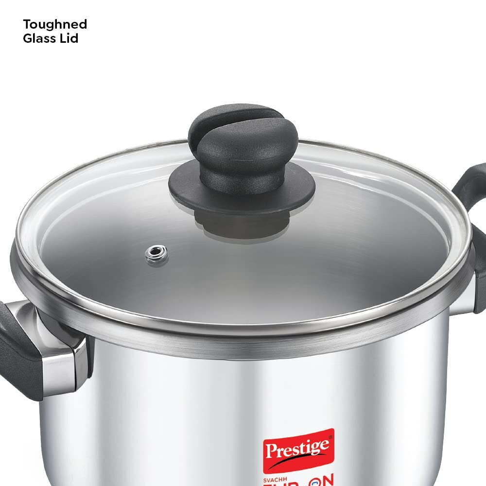 Prestige Svachh FLIP-ON SS Pressure Cooker 22 cm-5 L with Glass Lid | MPF20157