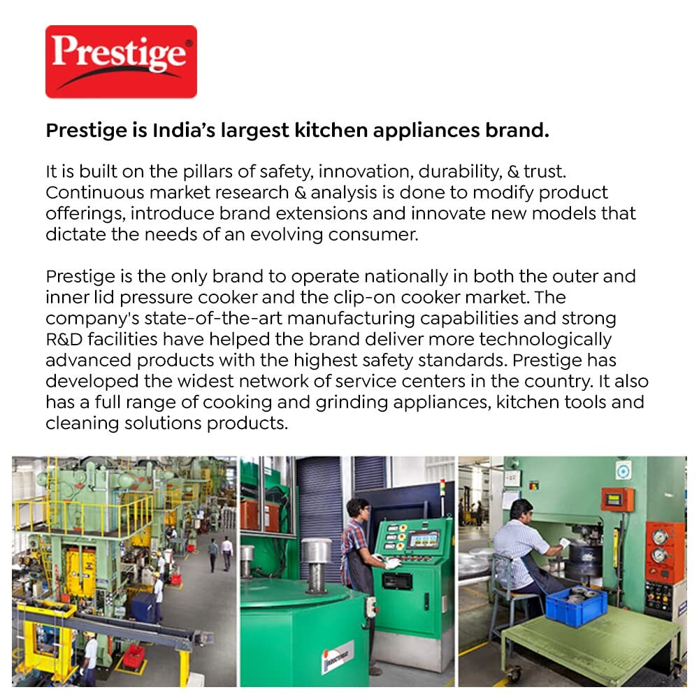 Prestige Svachh FLIP-ON SS Pressure Cooker 22 cm-5 L with Glass Lid | MPF20157