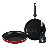 Prestige Classique Non-Stick 2Pcs Cookware Pan Set with Tools | 3X Ultra Tough Induction Compatible Frying Pan 22Cm + 28CM | Red - PR15922