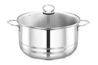 Prestige Stainless Steel Casserole With Glass Lid 28Cm / 9L| Induction Compatible Cooking Pot | Silver - PR81145