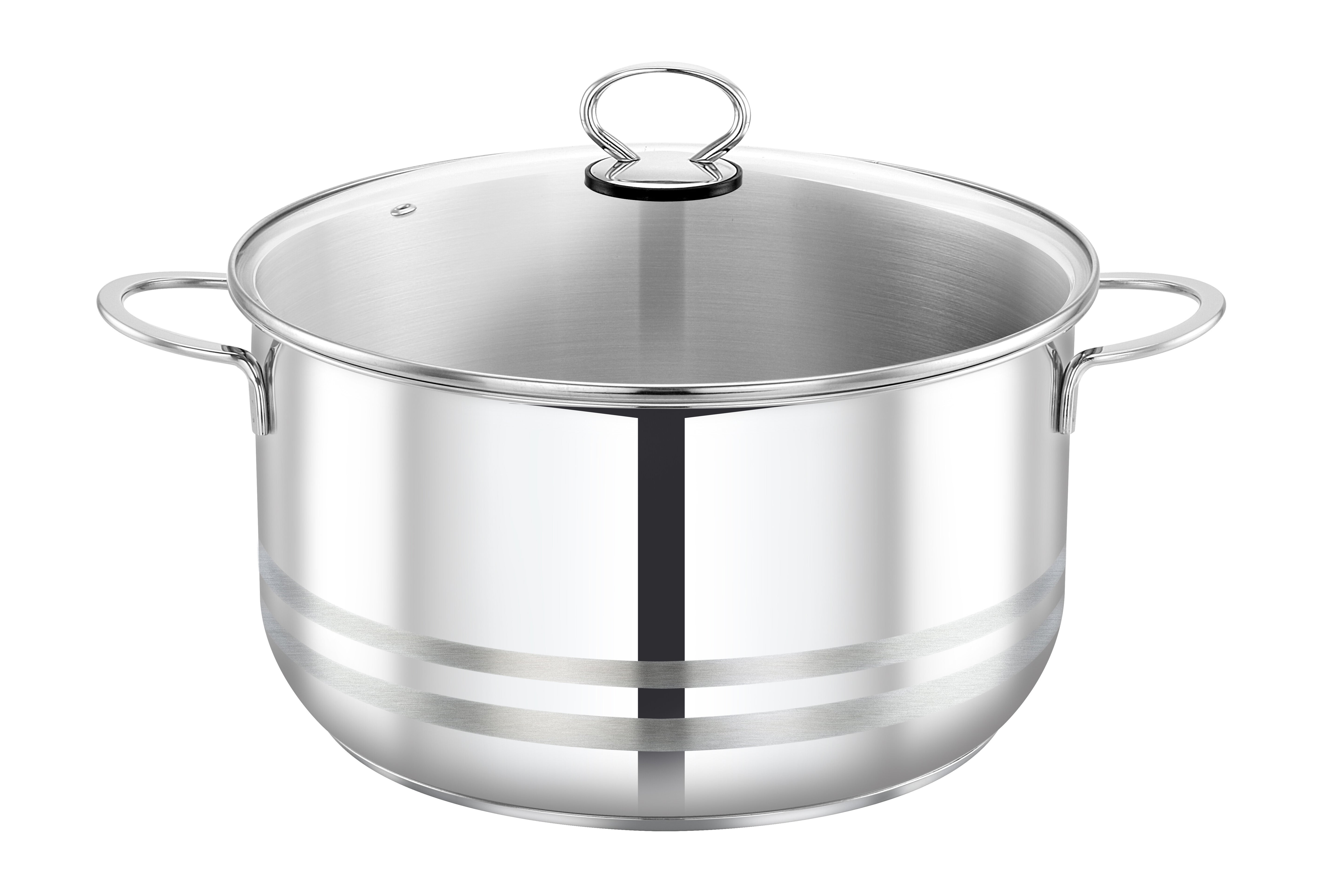 Prestige Stainless Steel Casserole With Glass Lid 32Cm | Induction Compatible Cooking Pot | Silver - PR81147