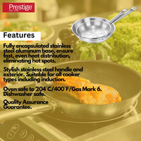 Prestige Stainless Steel 2 Pcs Fry Pan Set | Induction Compatible Frying Pan Set 22cm + 26cm | Silver - PR80982