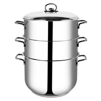 Prestige 4 Pieces Stainless Steel Steamer Pot Set 24Cm | 3-Layer Stack and Steam Pot Set with Glass Lid | Kitchen Steamer Cooker for Steaming Vegetables | PR7011 - Silver