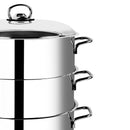 Prestige 4 Pieces Stainless Steel Steamer Pot Set 24Cm | 3-Layer Stack and Steam Pot Set with Glass Lid | Kitchen Steamer Cooker for Steaming Vegetables | PR7011 - Silver