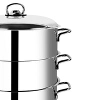 Prestige 4 Pieces Stainless Steel Steamer Pot Set 24Cm | 3-Layer Stack and Steam Pot Set with Glass Lid | Kitchen Steamer Cooker for Steaming Vegetables | PR7011 - Silver