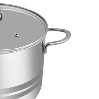 Prestige Infinity Stainless Steel Casserole with Glass Lid 26cm / 8 Ltr | Induction Compatible Covered Stockpot | Soup Pots | Silver - PR77378