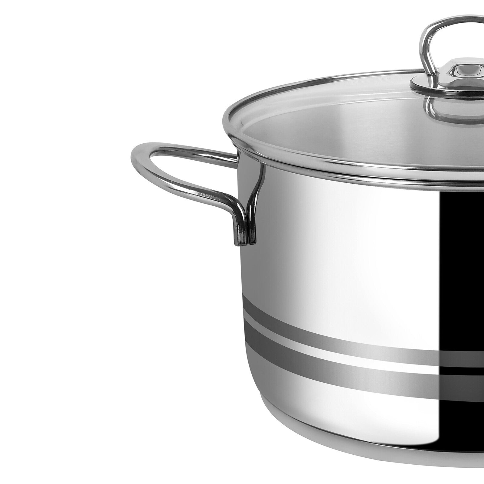 Prestige Infinity Stainless Steel Casserole with Glass Lid 24cm / 7.5 Ltr | Induction Compatible Covered Stockpot | Soup Pots | Silver - PR77375