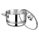 Prestige Infinity Stainless Steel Casserole with Glass Lid 24cm / 7.5 Ltr | Induction Compatible Covered Stockpot | Soup Pots | Silver - PR77375
