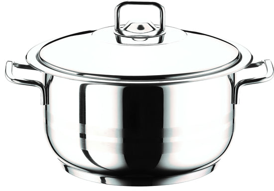 Prestige Infinity Stainless Steel Casserole with Glass Lid 28cm / 11 Ltr | Induction Compatible Covered Stockpot | Soup Pots | Silver - PR77379