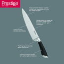 Prestige Kitchen Knife Set with Acrylic Knife Stand | Premium Kitchen Set with Clear Storage Block | Laser-cut Rust-free Stainless Steel Blade | PR57538 - Black