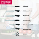 Prestige Kitchen Knife Set with Acrylic Knife Stand | Premium Kitchen Set with Clear Storage Block | Laser-cut Rust-free Stainless Steel Blade | PR57538 - Black