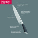 Prestige Kitchen Knife Set with Acrylic Knife Stand | Premium Kitchen Set with Clear Storage Block | Laser-cut Rust-free Stainless Steel Blade | PR57539 - Grey