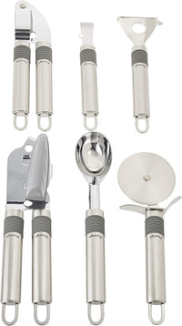 Prestige Progrip Steel Kitchen Utensils Set with Stand | Nonstick Stainless Steel Cooking Utensils Set | Kitchen Accessories | PR55186