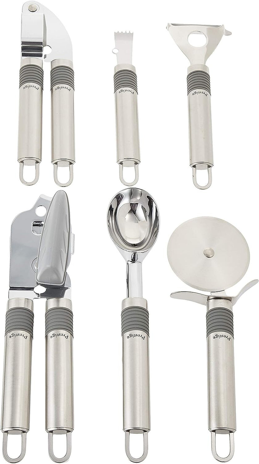 Prestige Progrip Steel Kitchen Utensils Set with Stand | Nonstick Stainless Steel Cooking Utensils Set | Kitchen Accessories | PR55186