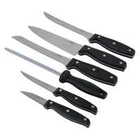 Prestige 7-Piece Knife Block Set | Stainless Steel Kitchen Knives with Scissors & Wooden Block | PR56022