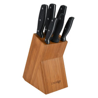 Prestige 7-Piece Knife Block Set | Stainless Steel Kitchen Knives with Scissors & Wooden Block | PR56022