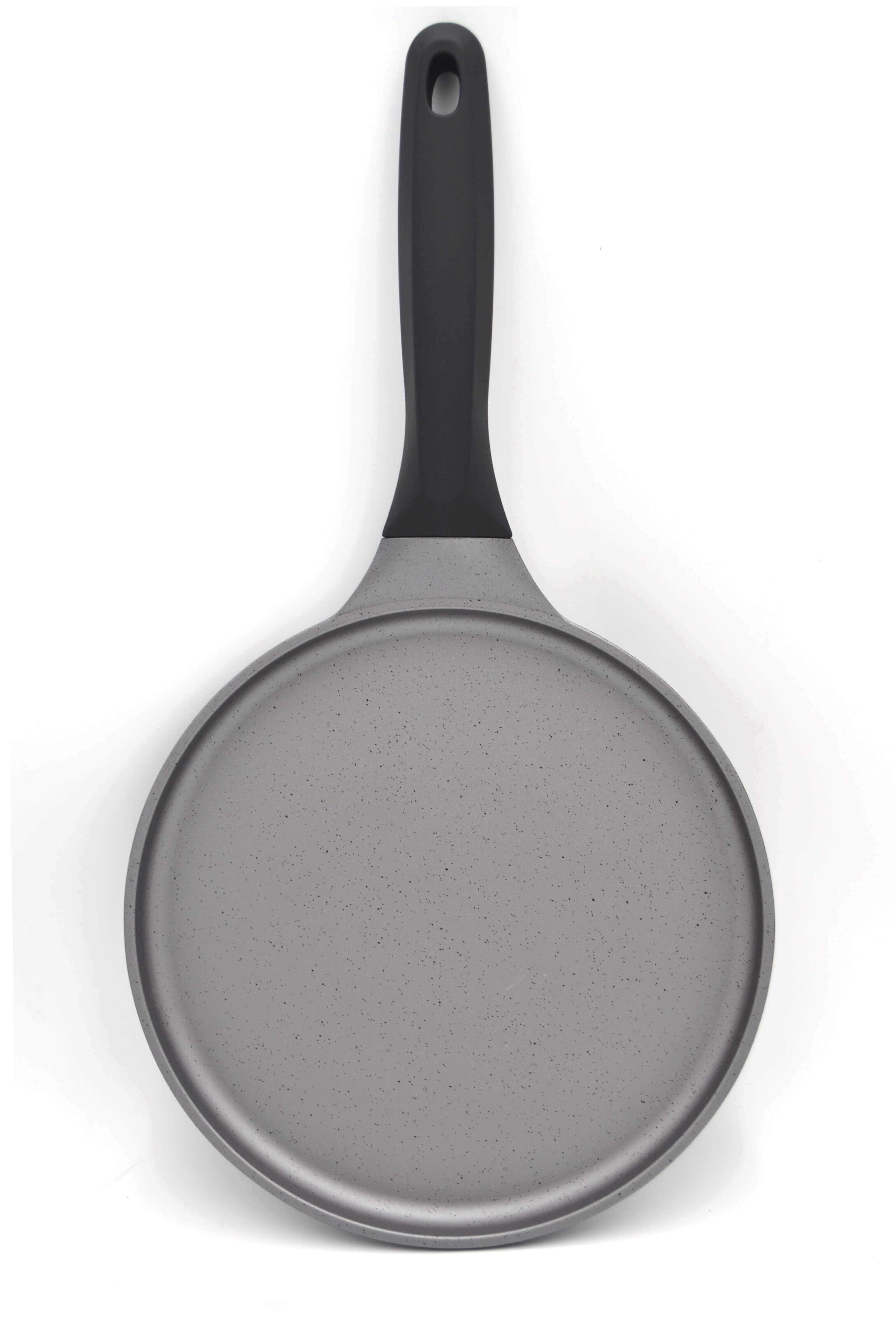 Prestige Essentials Flat Tawa 24cm | Non-Stick Granite Coating Dosa Pan | Induction Base Tawa Pan for Dosa/Roti/Chapati with Stick Handle | Black - PR81166
