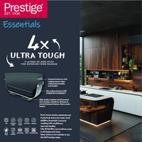 Prestige Essentials Flat Tawa 24cm | Non-Stick Granite Coating Dosa Pan | Induction Base Tawa Pan for Dosa/Roti/Chapati with Stick Handle | Black - PR81166