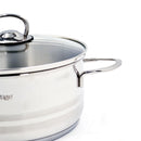 Prestige Infinity Stainless Steel Casserole with Glass Lid 20cm / 3 Ltr | Induction Compatible Covered Stockpot | Soup Pots | Silver - PR77374