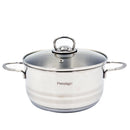Prestige Infinity Stainless Steel Casserole with Glass Lid 20cm / 3 Ltr | Induction Compatible Covered Stockpot | Soup Pots | Silver - PR77374