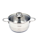 Prestige Infinity Stainless Steel Casserole with Glass Lid 20cm / 3 Ltr | Induction Compatible Covered Stockpot | Soup Pots | Silver - PR77374