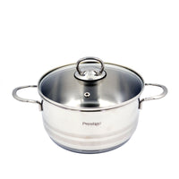 Prestige Infinity Stainless Steel Casserole with Glass Lid 20cm / 3 Ltr | Induction Compatible Covered Stockpot | Soup Pots | Silver - PR77374