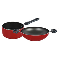 Prestige Value Pack Non-Stick Cookware sets 9Pcs | Non Stick Aluminium Pots and Pans Cooking Set | Soup Pots Set | Frying Pan Set | PR21569 - Red