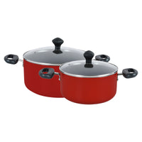 Prestige Value Pack Non-Stick Cookware sets 9Pcs | Non Stick Aluminium Pots and Pans Cooking Set | Soup Pots Set | Frying Pan Set | PR21569 - Red