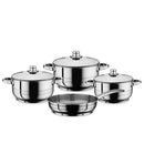 Prestige Infinity Stainless Steel Cookware Set 9Pcs | Induction Compatible Cooking Pots and Pans Set | Cooking Set with Glass lids | Silver - PR7001