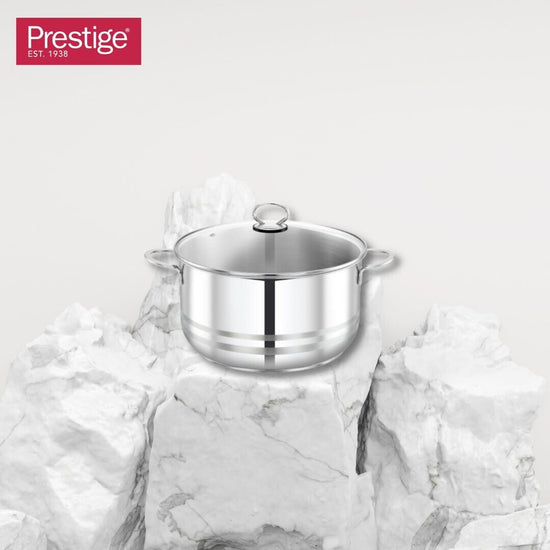 Prestige Stainless Steel 12Pc Cookware Set | Induction Bottom Pots and Pans Set | Cooking Combo Set Model- PR80981