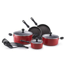 Prestige Classique 11 Piece Nonstick Cookware Set With Glass Lid | Aluminium Cooking Pots and Pans Set | Red - PR21915