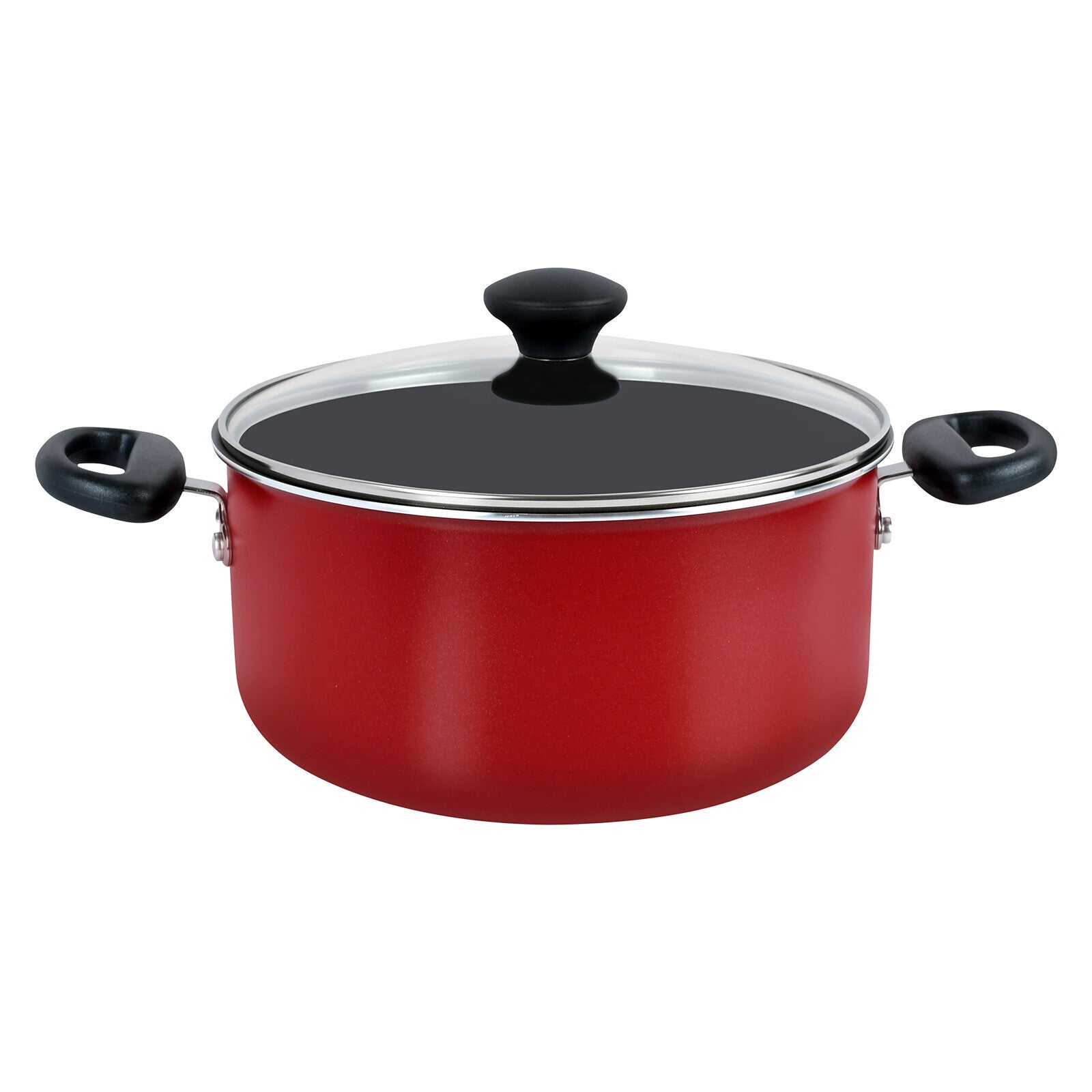 Prestige 12 Piece Non stick cookware Set | Cookware set induction base | Non Stick Cooking Pan Set | Saucepan and Casserole Set with Glass Lid | Color Red