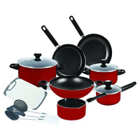 Prestige Classique Pro Aluminium Cookware | Non Stick Interior| Durable & Light Weight Red, Sets of 14 Piece - PR21233