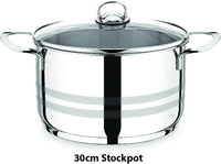 Prestige 6 Pieces Stockpot Set | Stainless Steel Cookware Set | Induction Compatible Cooking Pots Set with glass Lid | 20cm/3L, 26cm/8L, 30cm/14L - PR7006