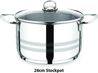 Prestige 6 Pieces Stockpot Set | Stainless Steel Cookware Set | Induction Compatible Cooking Pots Set with glass Lid | 20cm/3L, 26cm/8L, 30cm/14L - PR7006