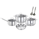 Prestige Stainless Steel 9Pc Cookware Set | Stainless Steel Cooking Set | Pots and Pans Set | stainless steel saucepan and Casserole with Glass Lid | PR80980