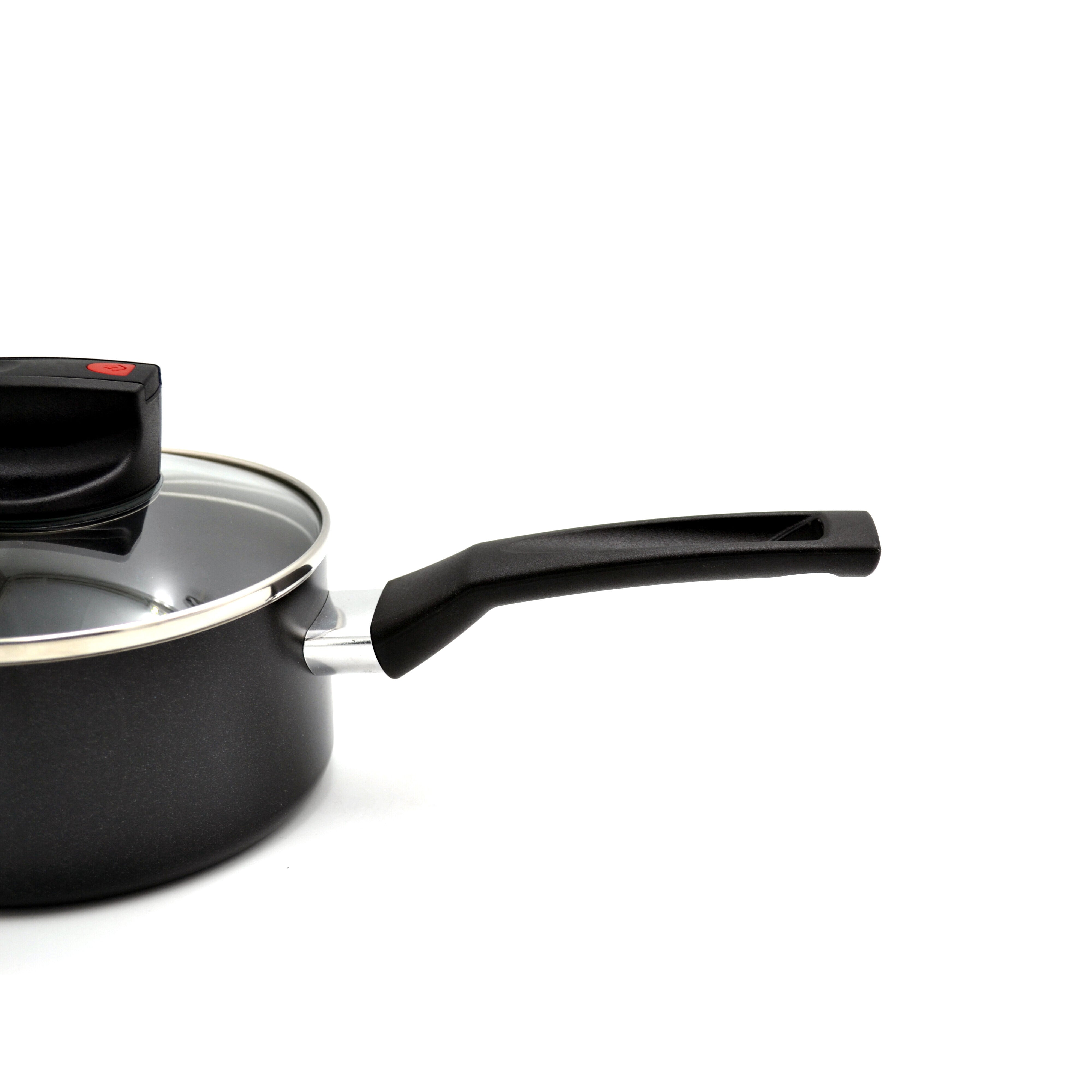 Prestige Safecook Nonstick Saucepan 16 cm | Aluminum Saucepan with Glass Lid | PR22096 - Black