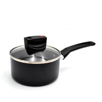 Prestige Safecook Nonstick Saucepan 20 cm | Aluminum Saucepan with Glass Lid | PR22098 - Black