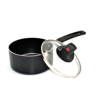 Prestige Safecook Nonstick Saucepan 18 cm | Aluminum Saucepan with Glass Lid | PR22097 - Black