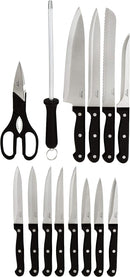 Prestige 15-Piece Knife Block Set | Stainless Steel Chef Knife Set for Kitchen with Blade Sharpner | PR52114